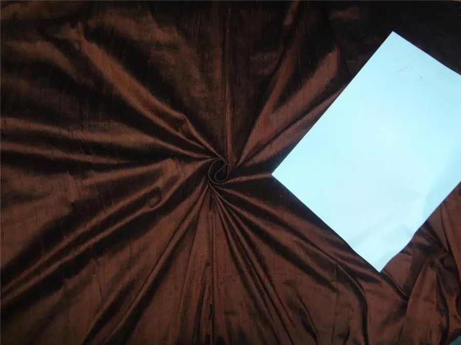100% PURE SILK DUPIONI FABRIC BROWN X BLACK 54" WITH SLUBS*