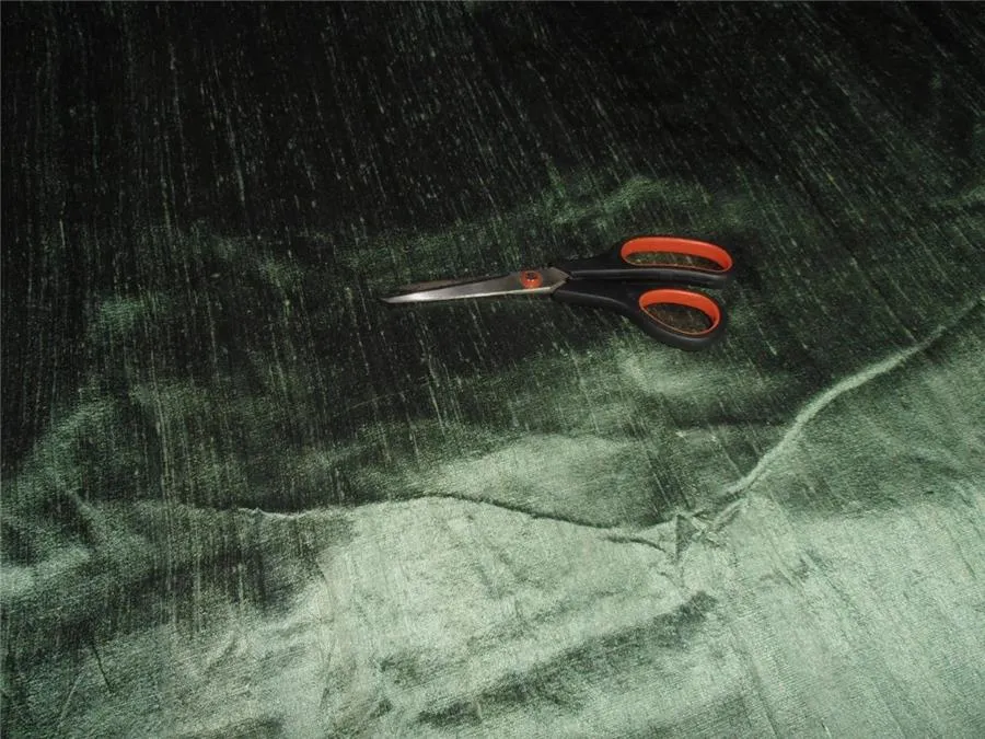 100% PURE SILK DUPIONI FABRIC FOREST GREEN X BLACK colour 54" wide WITH SLUBS MM29[1]