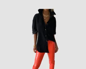 63 Vantablack Velour Chic Boyfriend Long Sleeve Shirt - The Bond Street