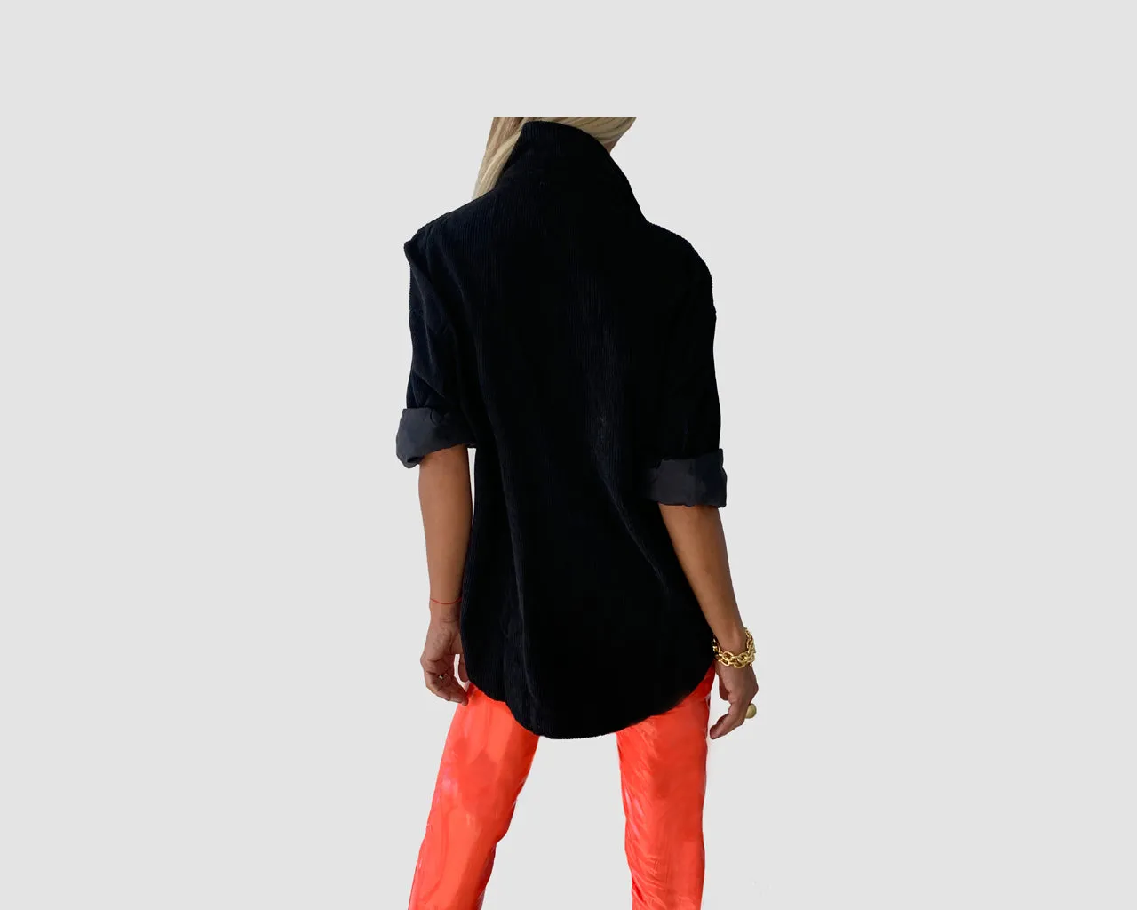 63 Vantablack Velour Chic Boyfriend Long Sleeve Shirt - The Bond Street