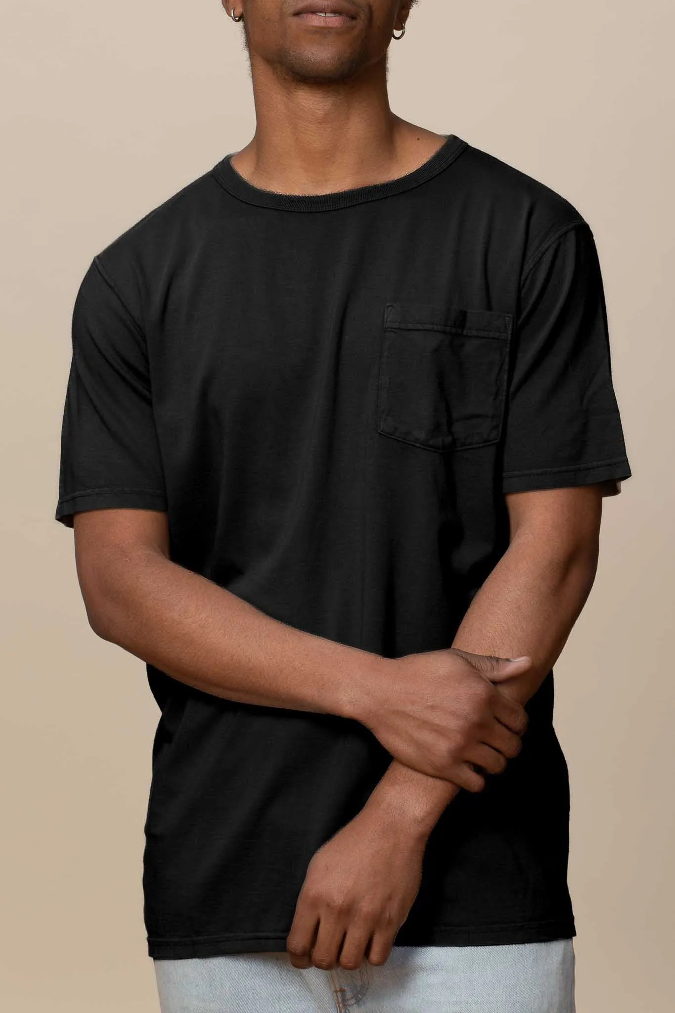 Adult Short Sleeve Crew Neck w/Pocket Viscose Hemp