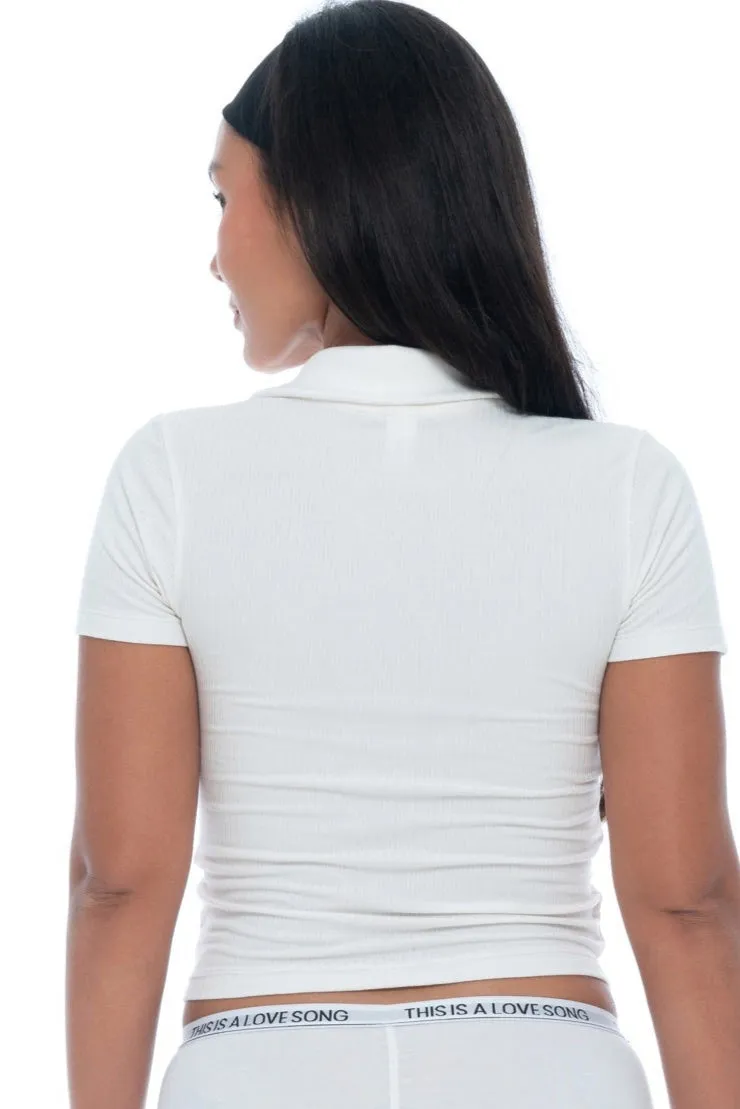 Alix Button Tee White