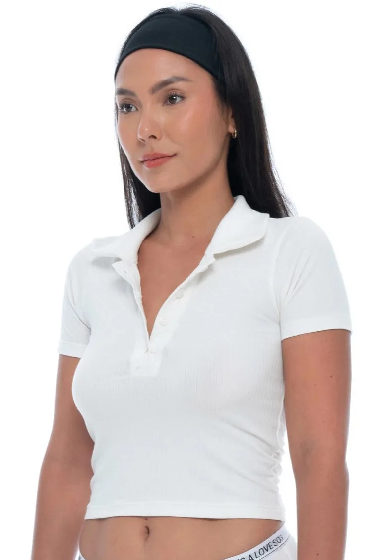 Alix Button Tee White