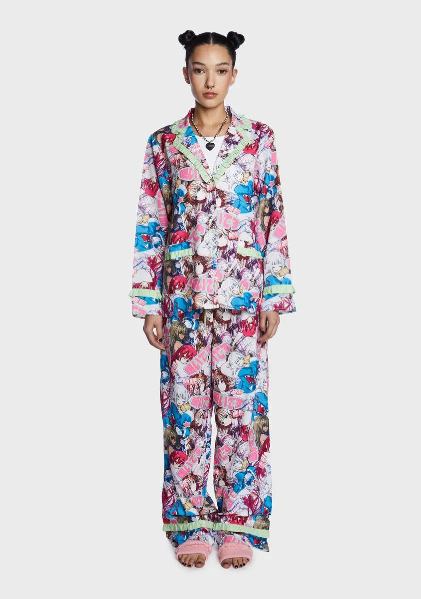 Anime Long Sleeve Shirt And Trouser Set