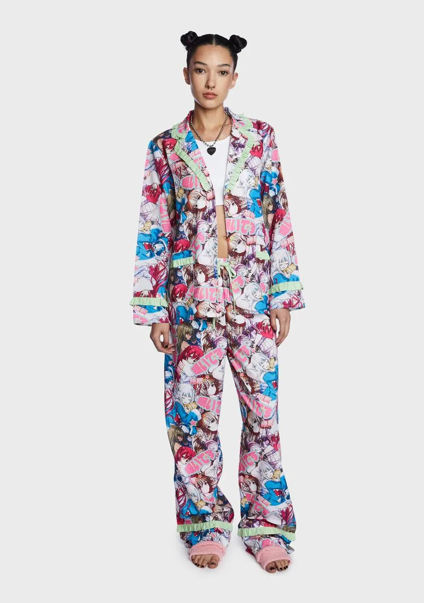 Anime Long Sleeve Shirt And Trouser Set
