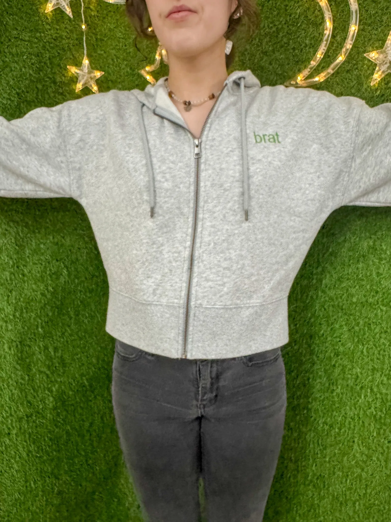 Brat Grey Zip Up Hoodie S