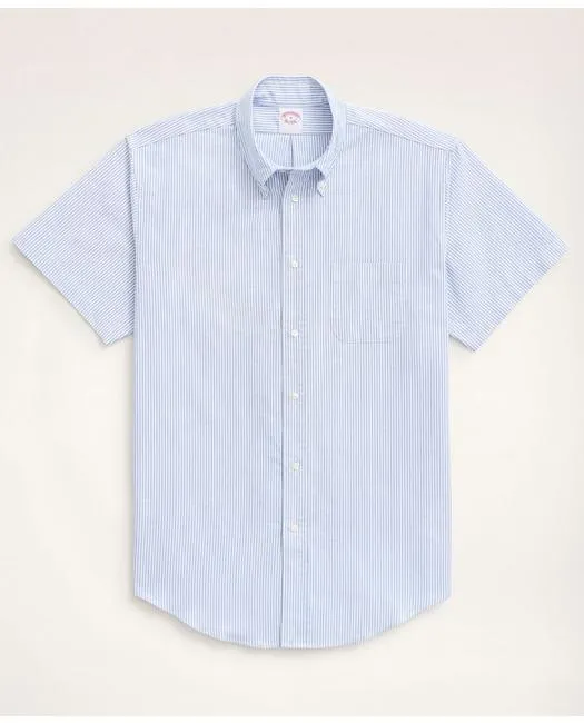 Brooks Brothers Men's Original Polo Button-Down Oxford Shirt Short-Sleeve Blue