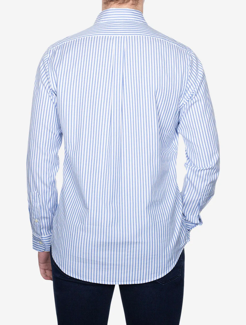 Button Down Oxford Stripe Shirt Blue