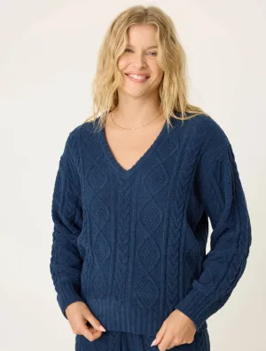 Cable Crew Lounge V-Neck Sweater