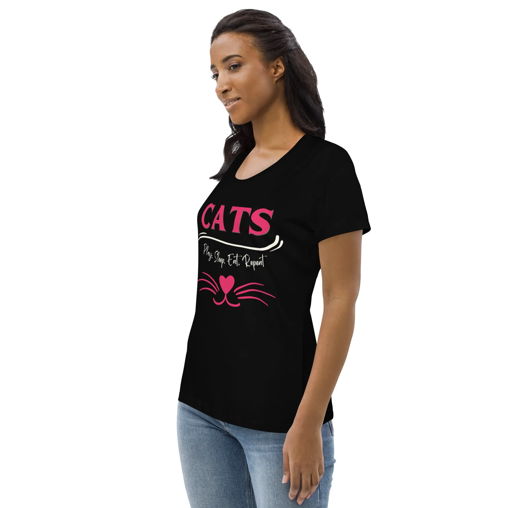 Cats, Women's fitted tee with cat quote and print