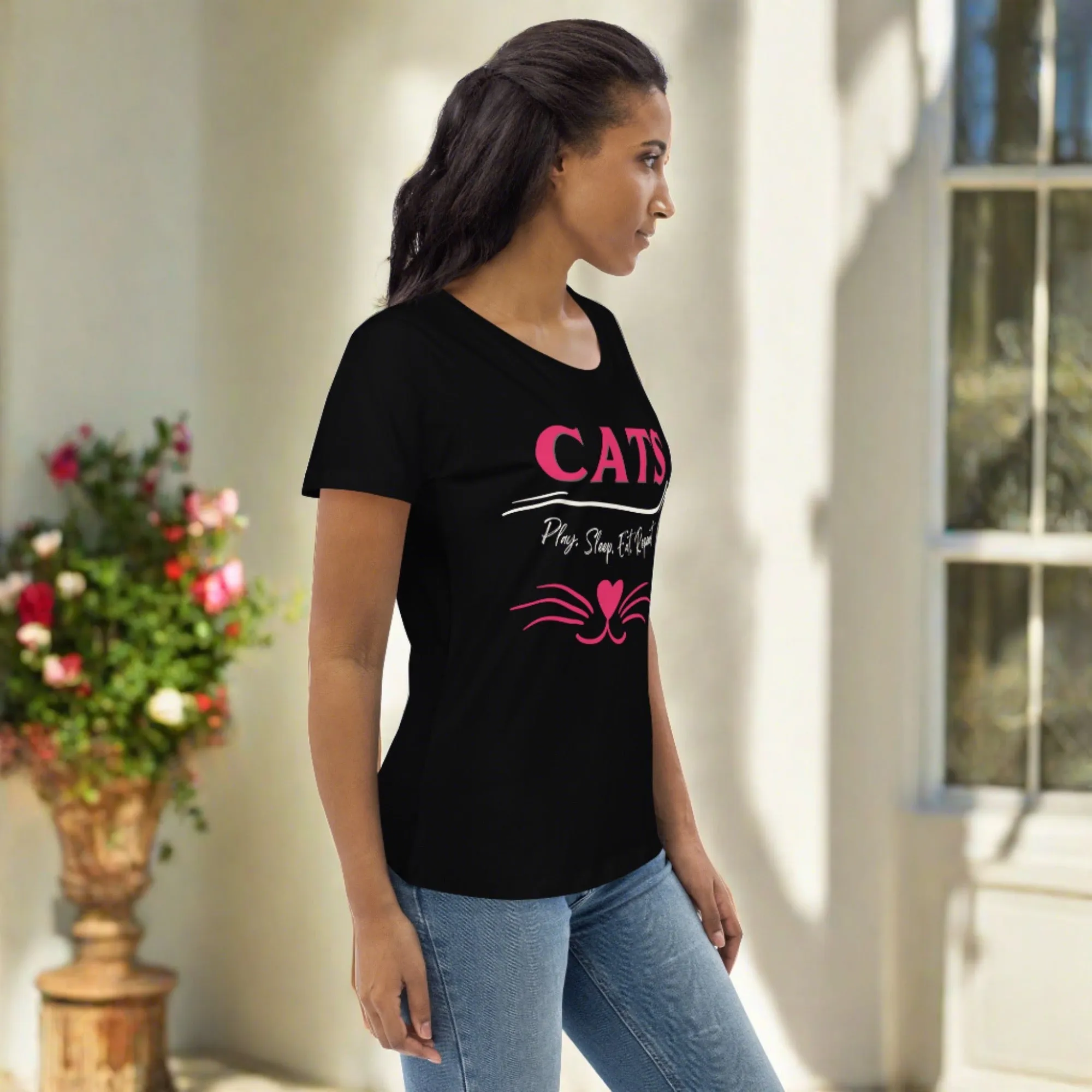 Cats, Women's fitted tee with cat quote and print