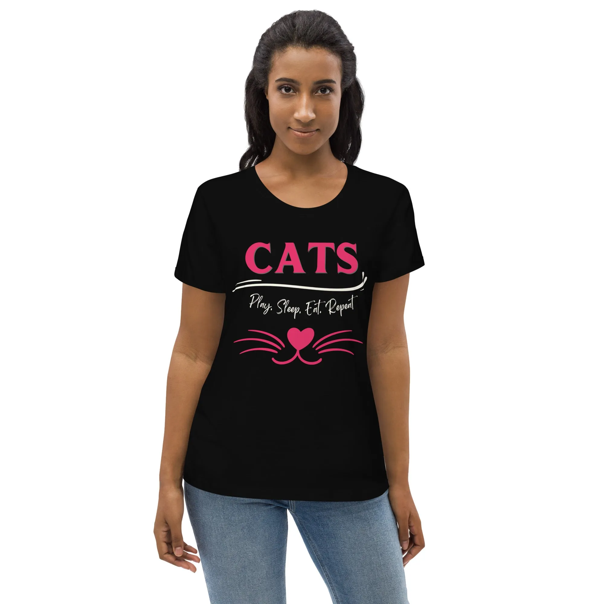 Cats, Women's fitted tee with cat quote and print