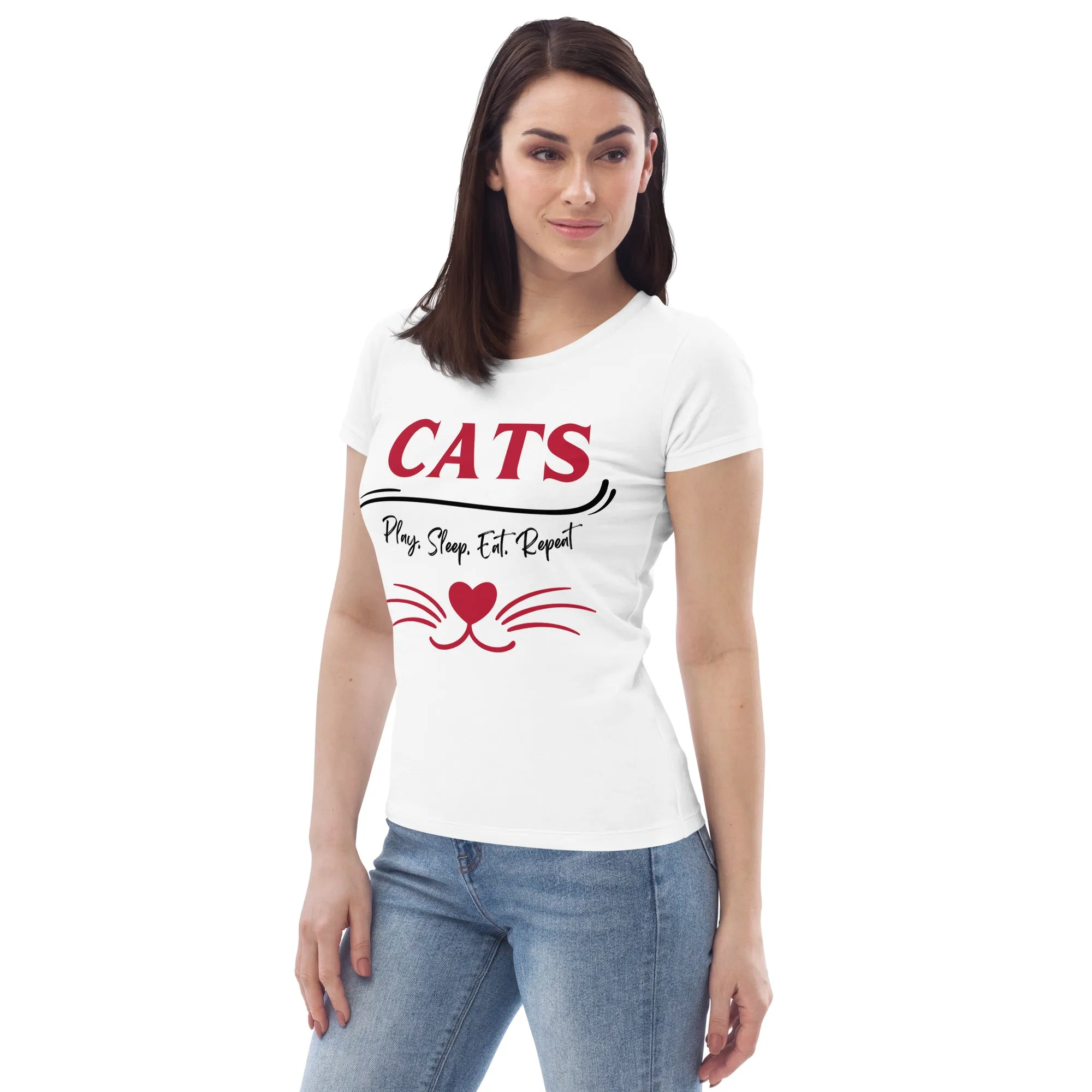 Cats, Women's fitted tee with cat quote and print