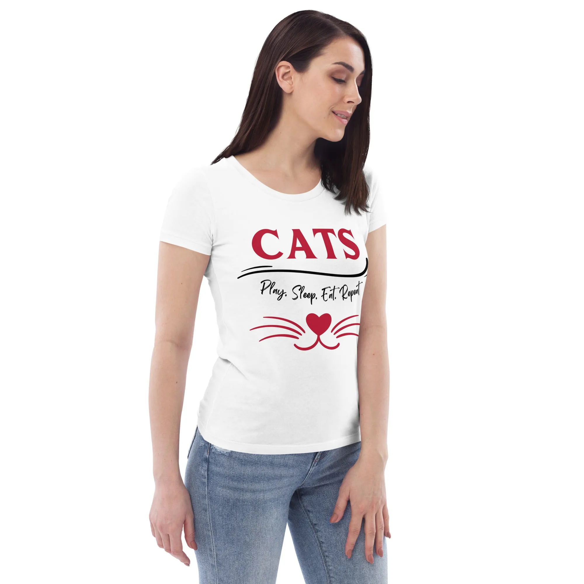 Cats, Women's fitted tee with cat quote and print