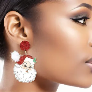 Drop Adorbs Painted Hat Santa Earrings Women