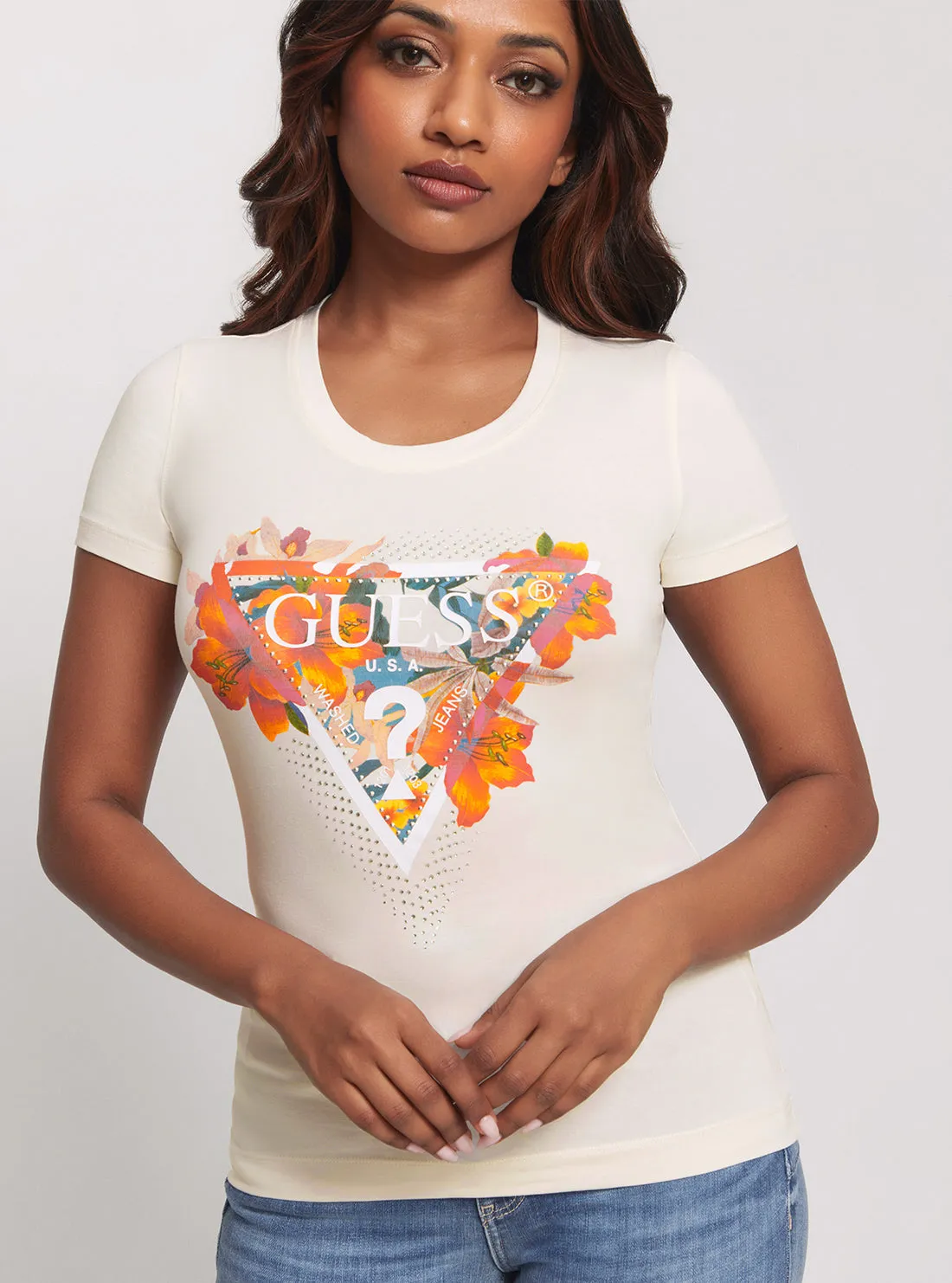 Eco Cream Tropical Triangle T-Shirt