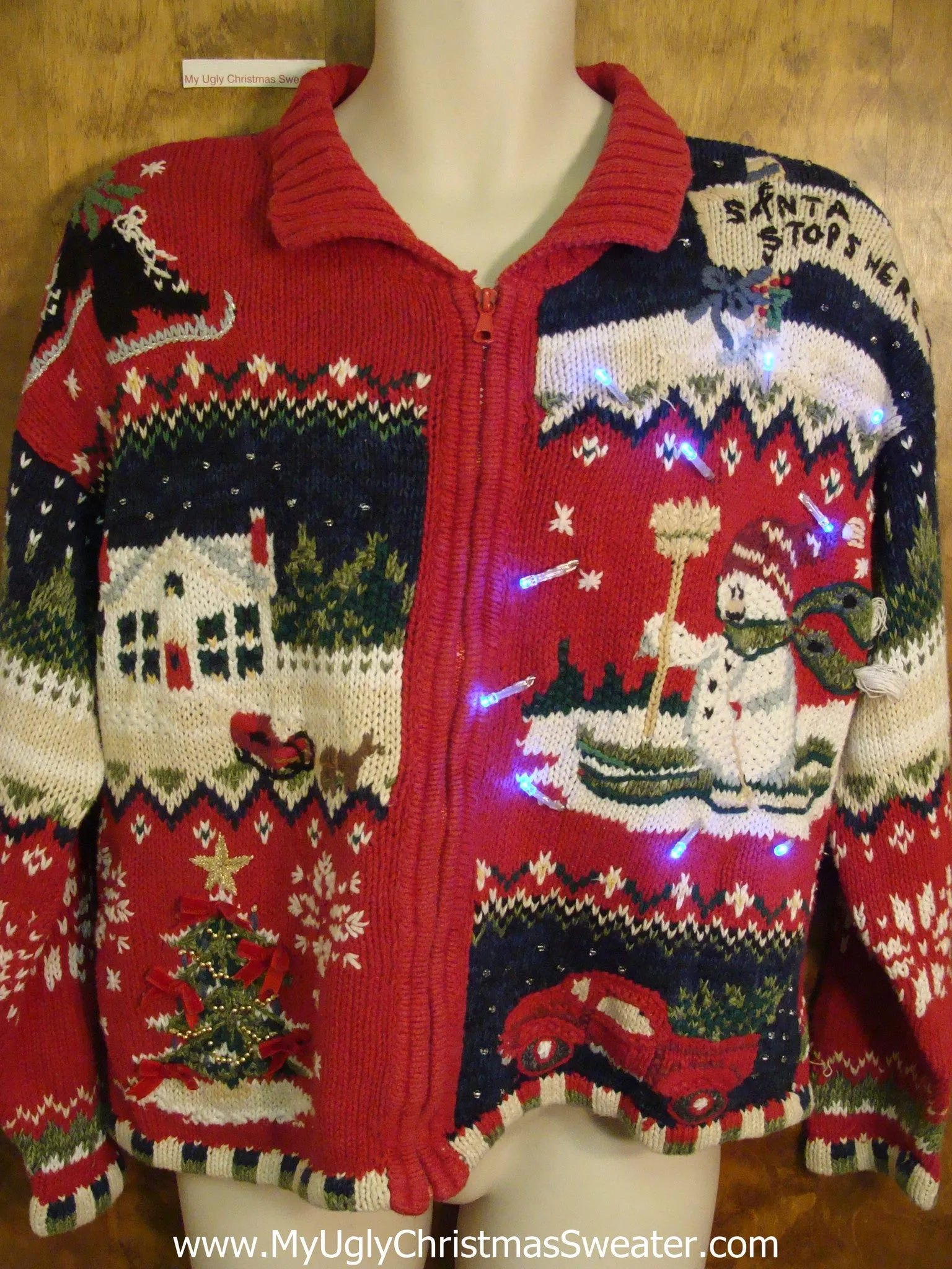 Fun and Festive 2sided Light Up Ugly Xmas Sweater