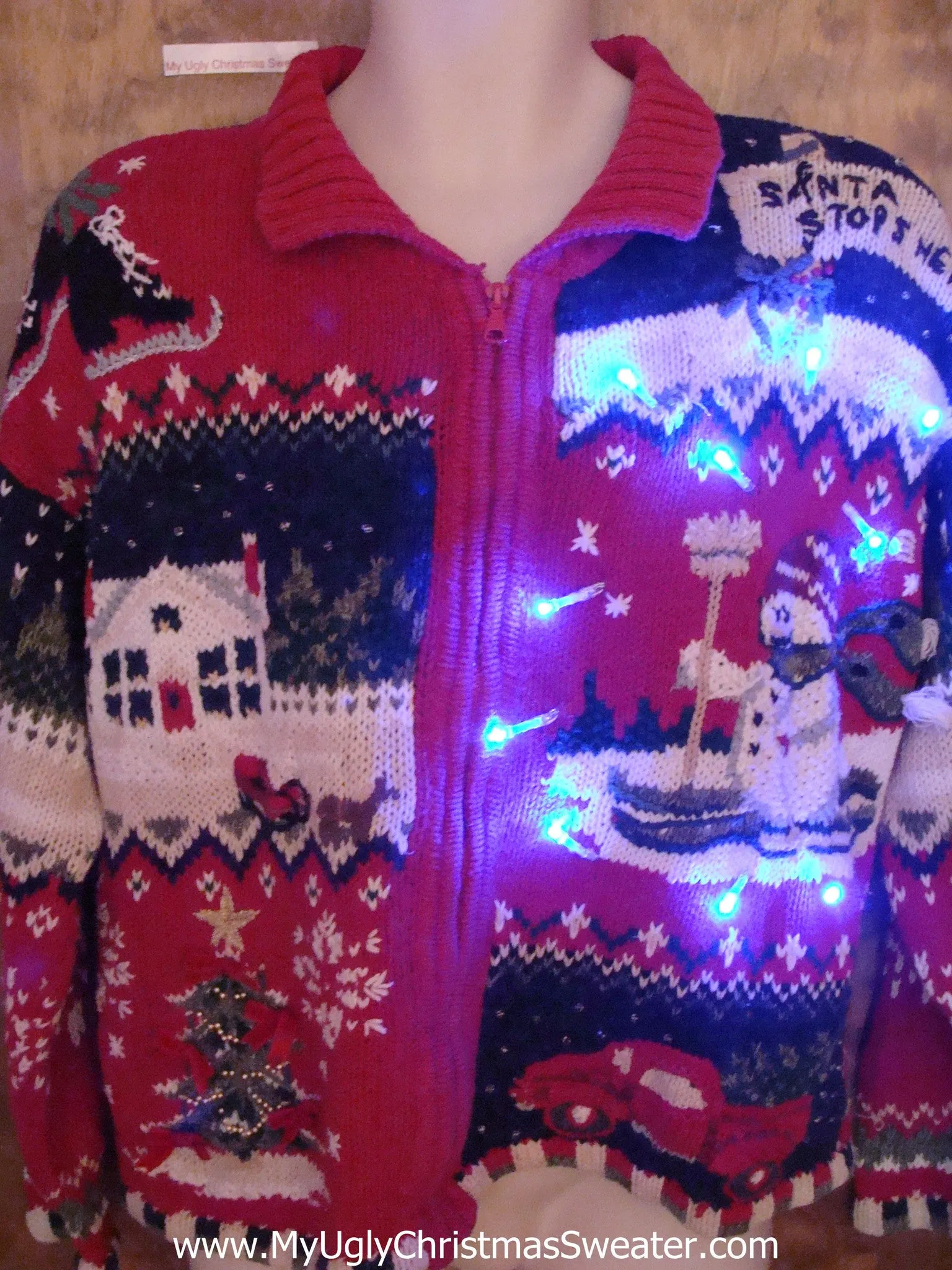 Fun and Festive 2sided Light Up Ugly Xmas Sweater