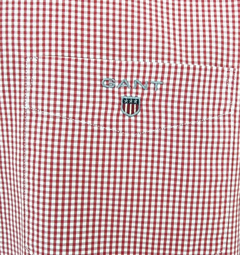 Gant Mens Regular Fit Broadcloth Shirt Red Size L