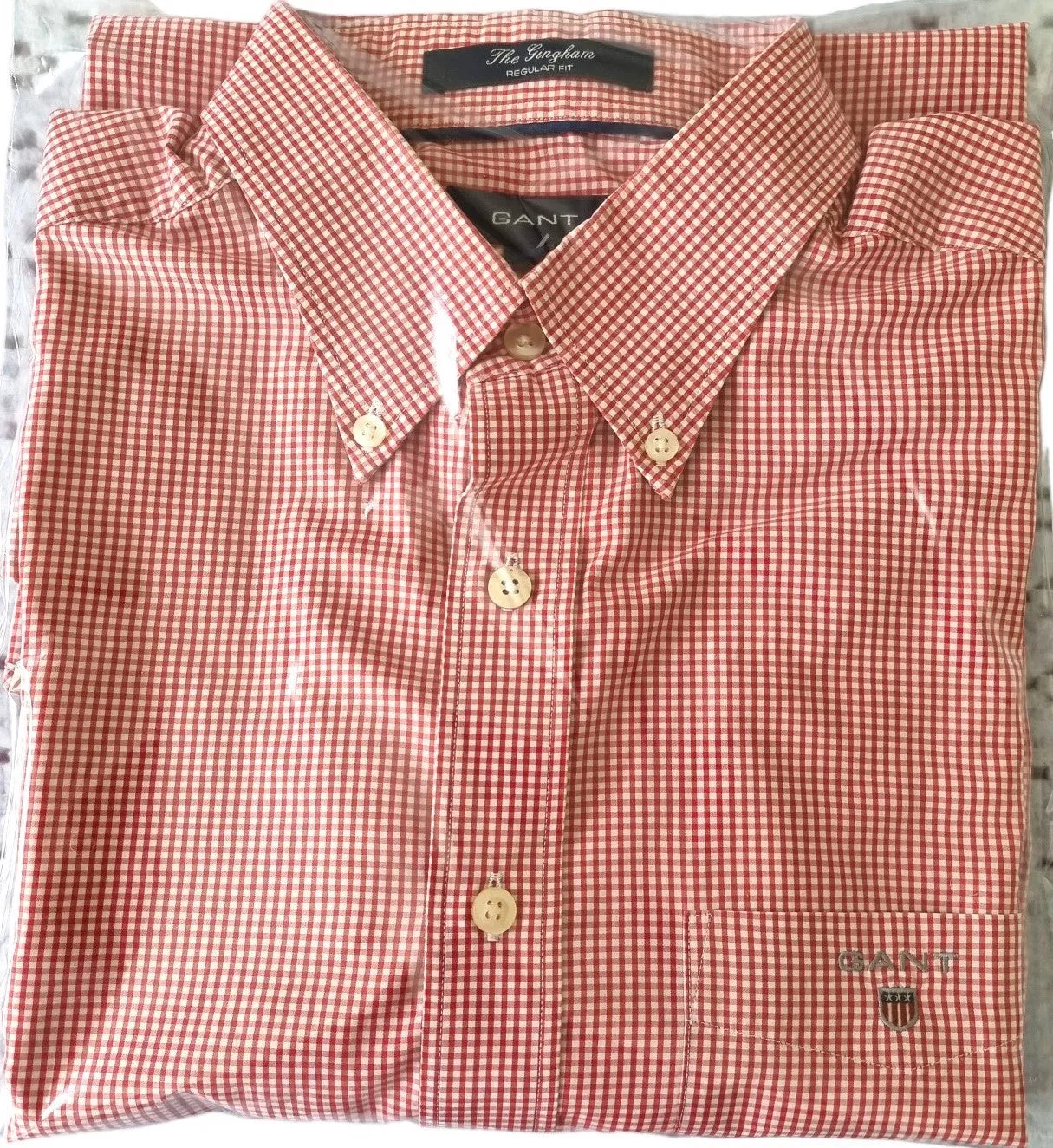 Gant Mens Regular Fit Broadcloth Shirt Red Size L