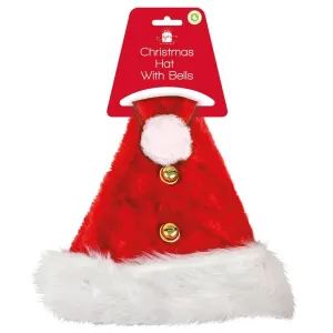 Giftmaker Red Fluffy Santa Hat with Bells