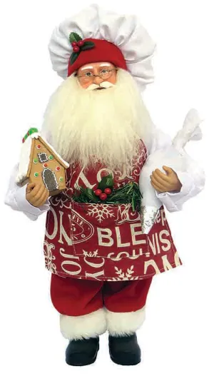 Gingerbread House - 15" Santa