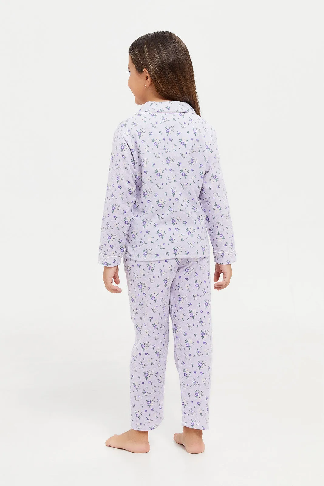 Girls Lilac Printed Pyjama Set (2 Piece)