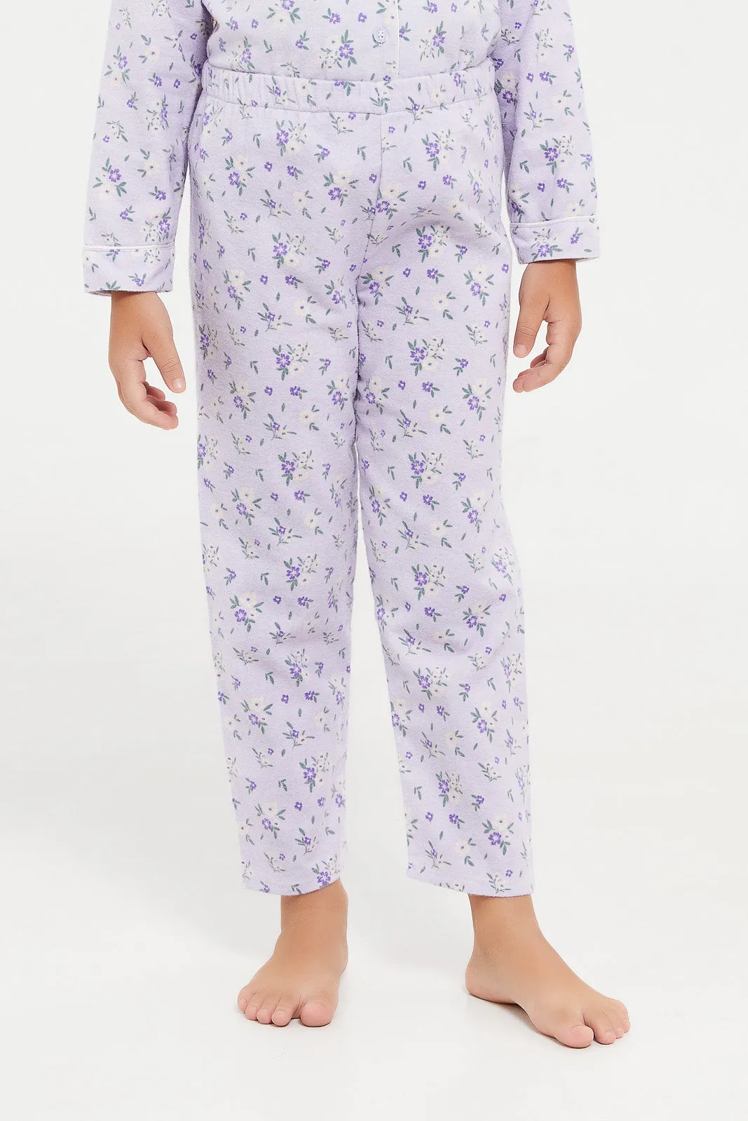 Girls Lilac Printed Pyjama Set (2 Piece)