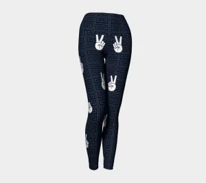 Greek Key Peace Signs Yoga Leggings
