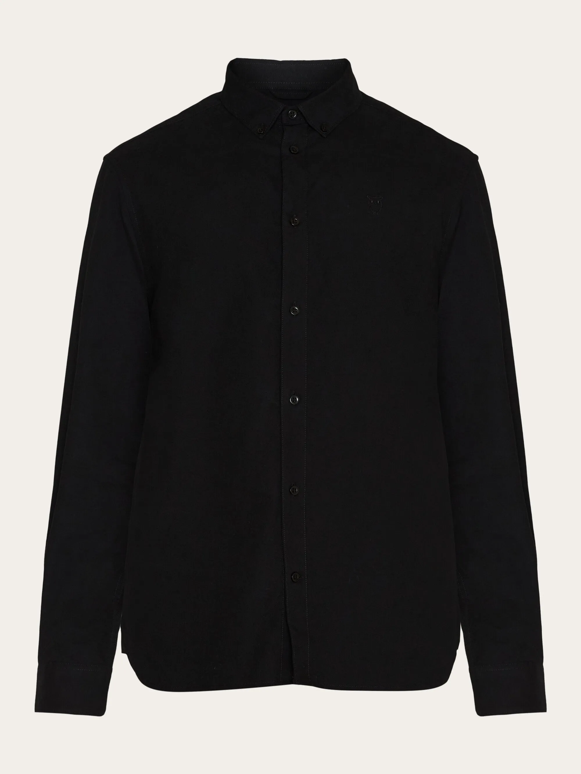 Harald Small Owl Oxford Regular Fit Shirt - GOTS/Vegan - Black Jet