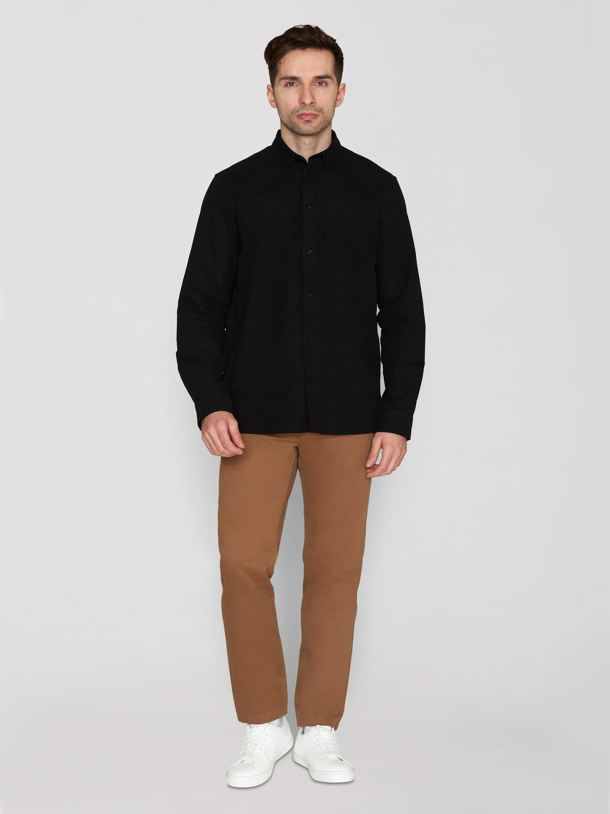 Harald Small Owl Oxford Regular Fit Shirt - GOTS/Vegan - Black Jet
