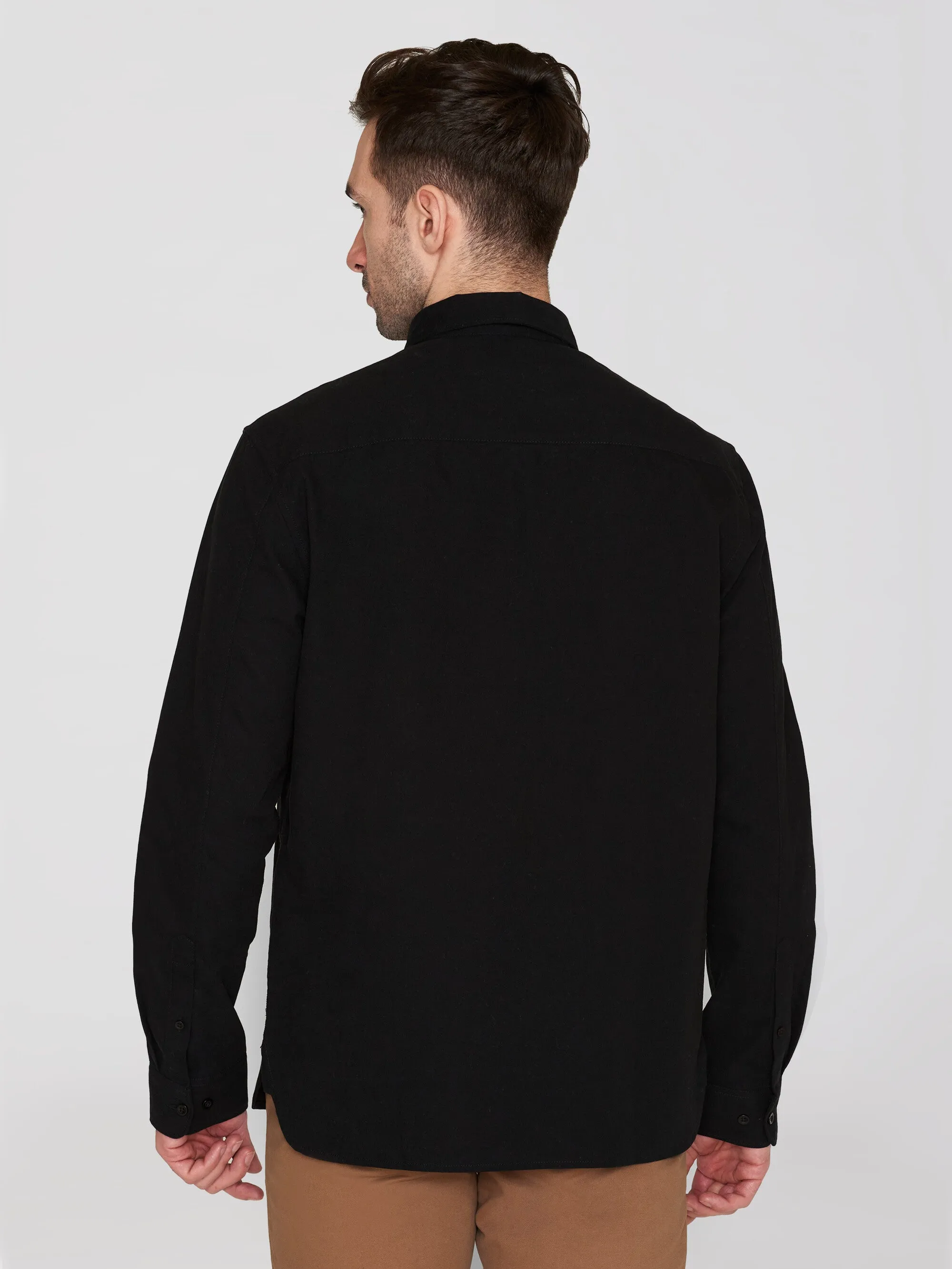 Harald Small Owl Oxford Regular Fit Shirt - GOTS/Vegan - Black Jet