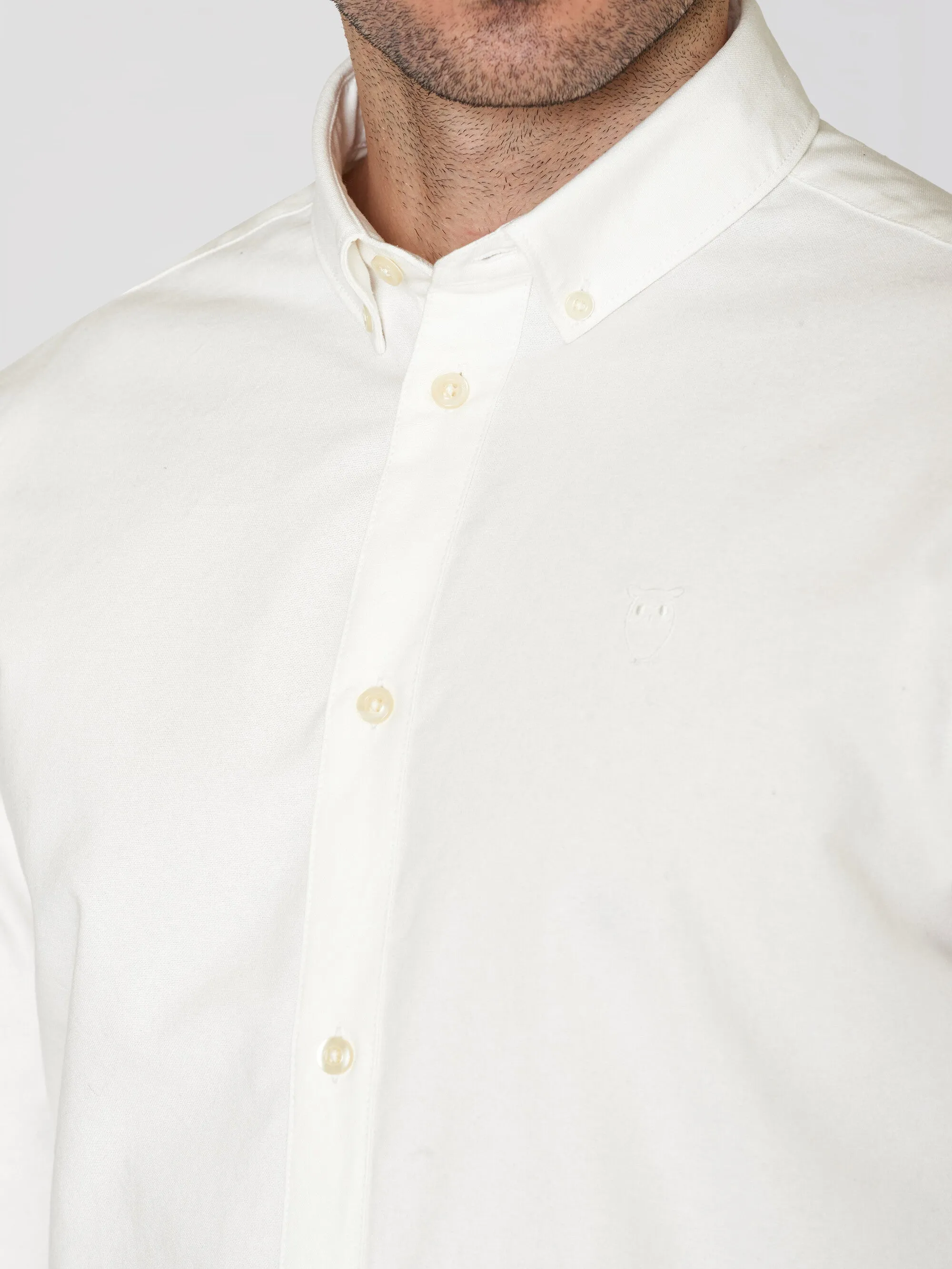 Harald Small owl oxford regular fit shirt - GOTS/Vegan - Bright White