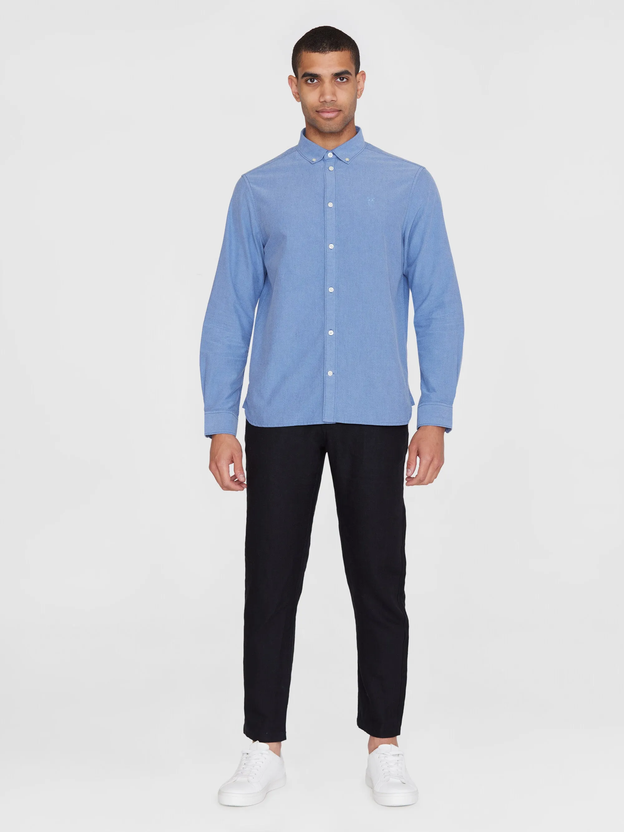 Harald Small Owl Oxford Regular Fit Shirt - GOTS/Vegan - Dark Denim