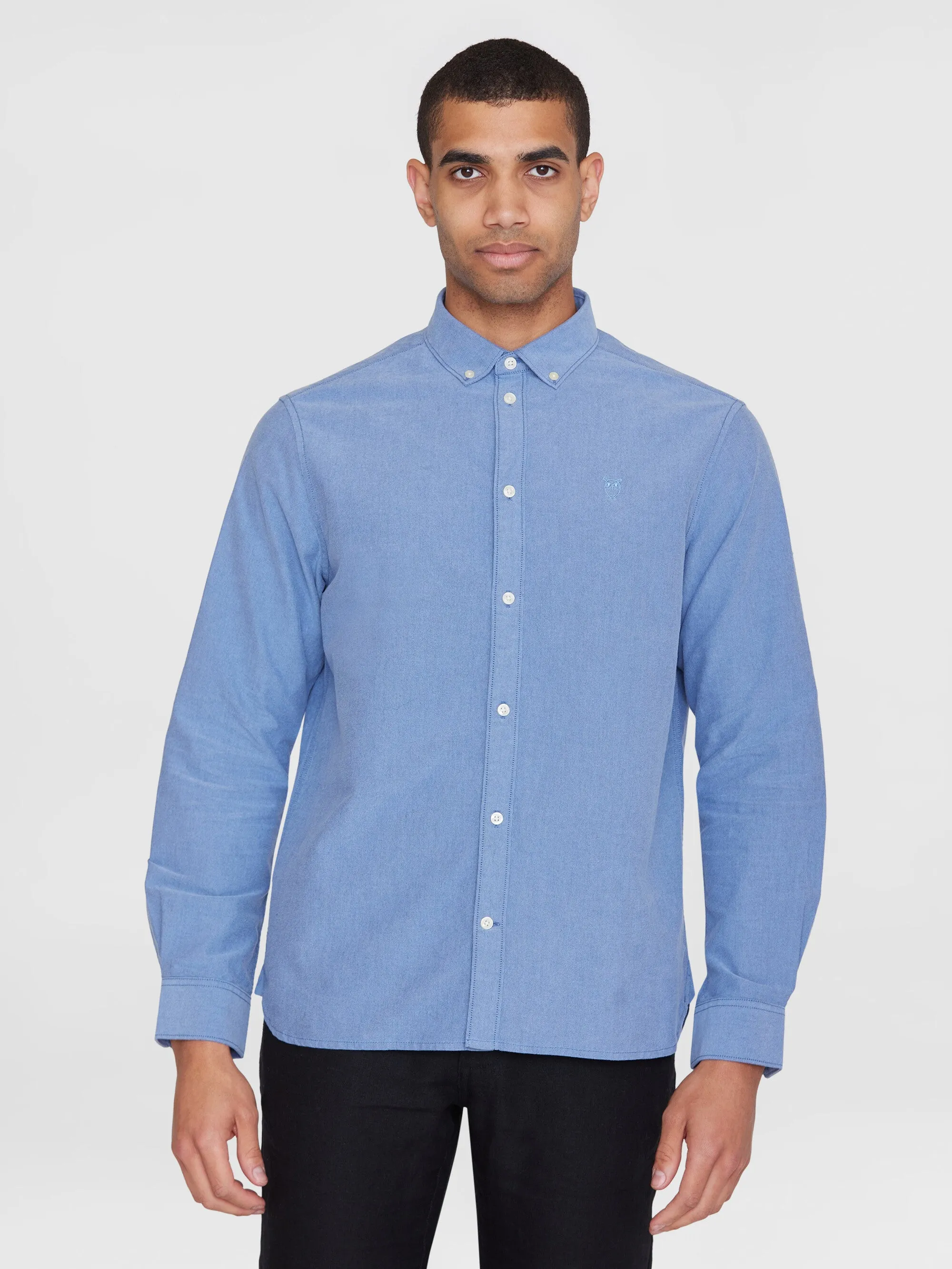 Harald Small Owl Oxford Regular Fit Shirt - GOTS/Vegan - Dark Denim