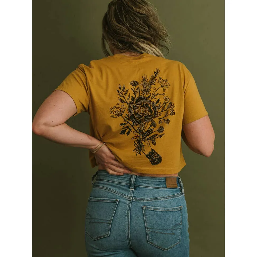 Herb Nerd - Vintaged Cropped Tee in Chamomile