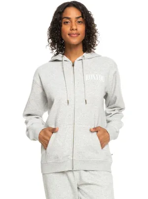 Hoodie Roxy Surf Stoked Brushed Zip Through Heritage Grey