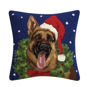 Hook Pillow-German Shepherd with Wreath