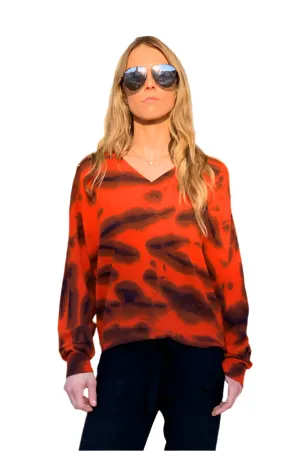 Malibu Tie Dye Oversized V - Rust / Tikka