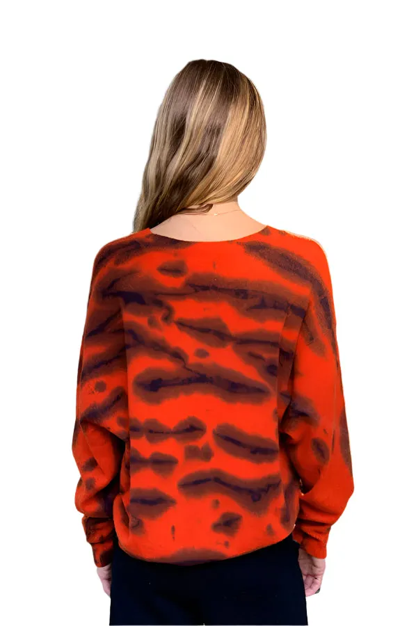Malibu Tie Dye Oversized V - Rust / Tikka