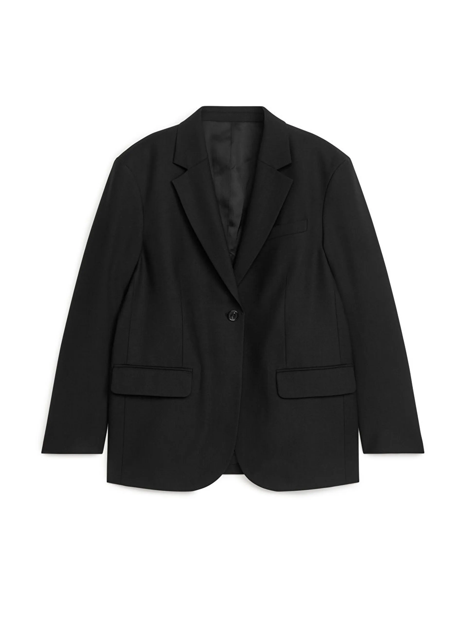 Oversized wool blend twill blazer