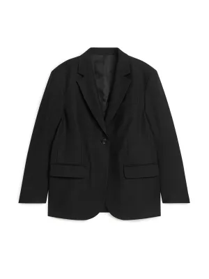 Oversized wool blend twill blazer