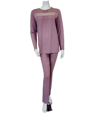 Pierre Balmingo Paris Tucks Design Mauve Modal Pajamas Set