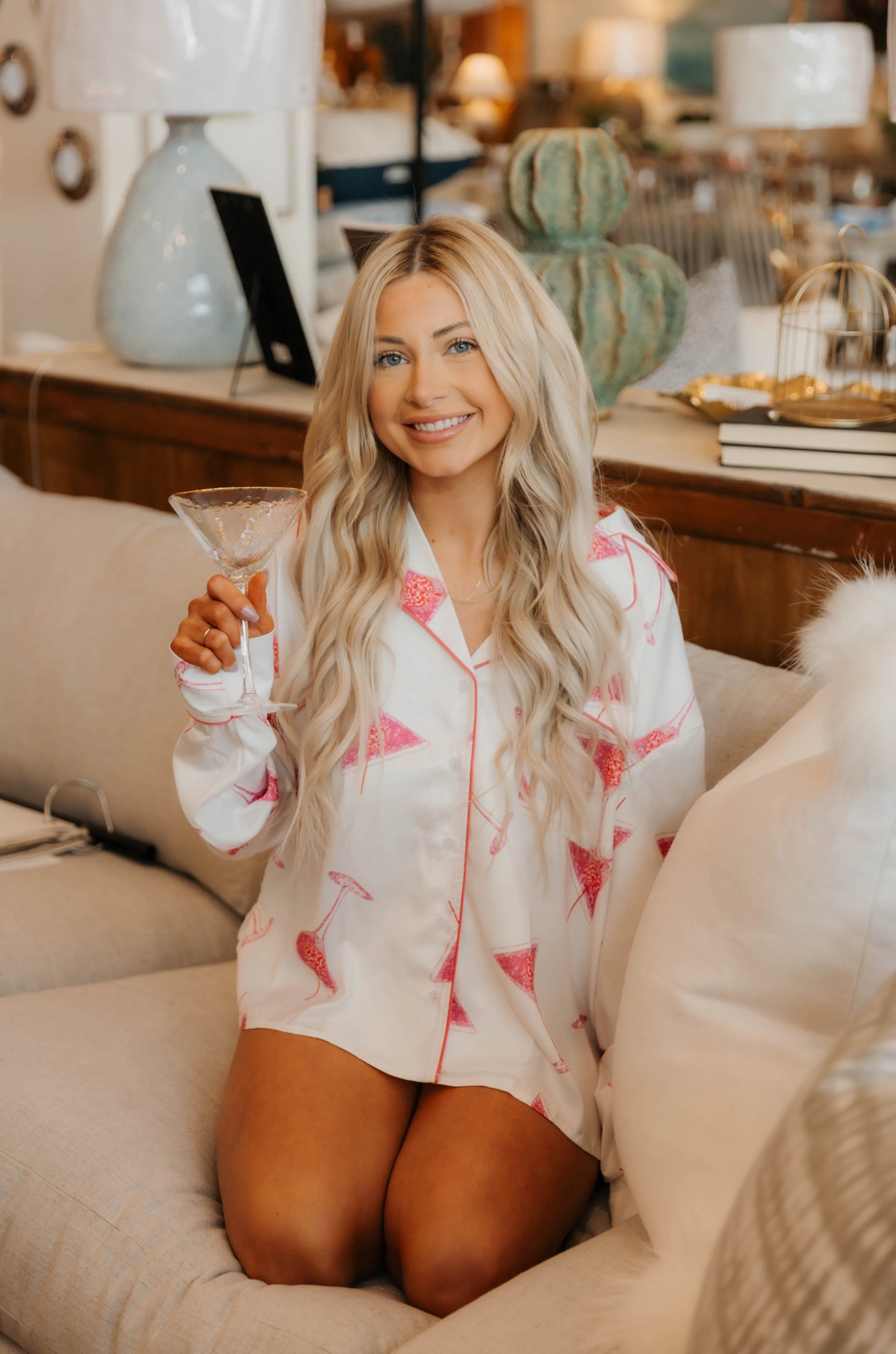 Pink Drinks Satin Pajama Set - Final Sale 25% off in cart