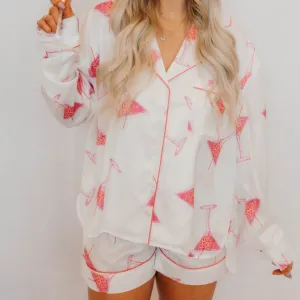 Pink Drinks Satin Pajama Set - Final Sale 25% off in cart