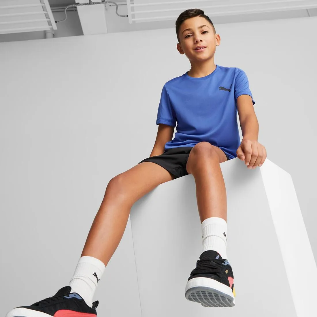 Puma Active Small Logo Boy's Tee - Blue