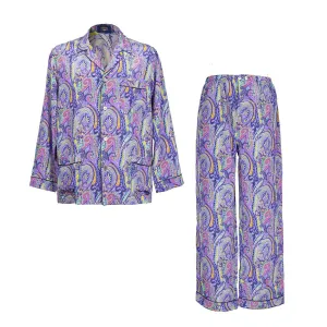 Purple and Blue Paisley Silk Pajama