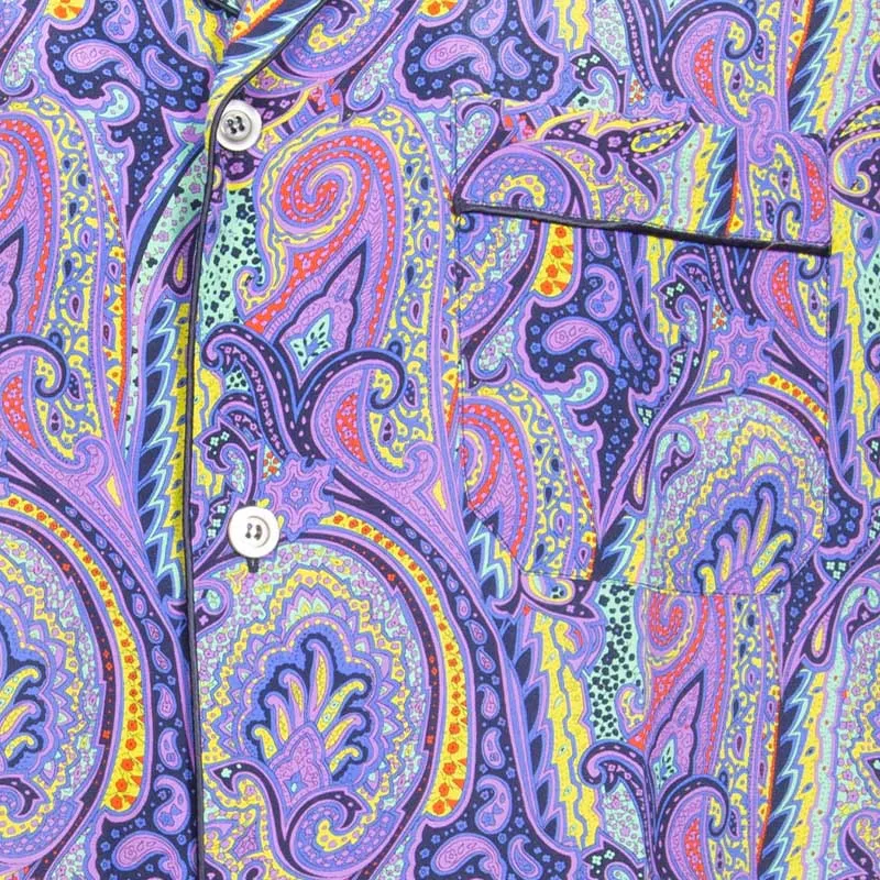 Purple and Blue Paisley Silk Pajama
