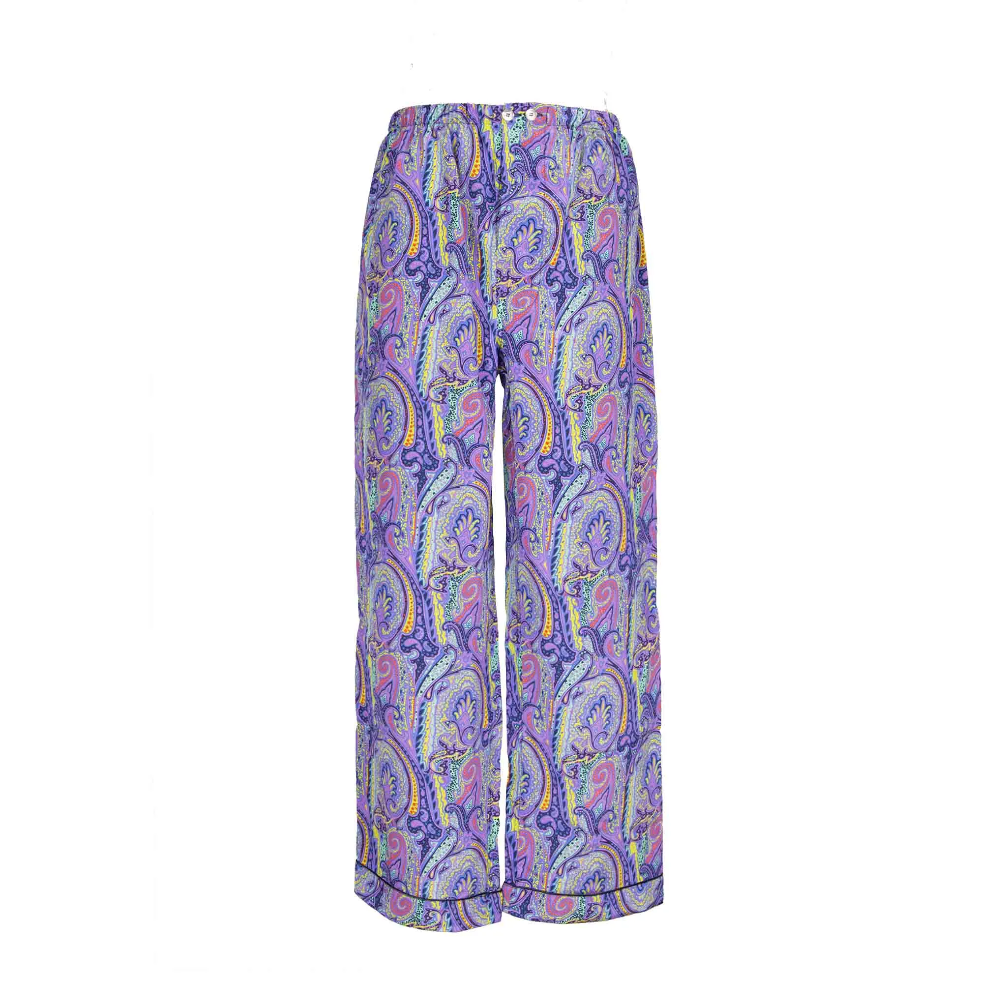 Purple and Blue Paisley Silk Pajama