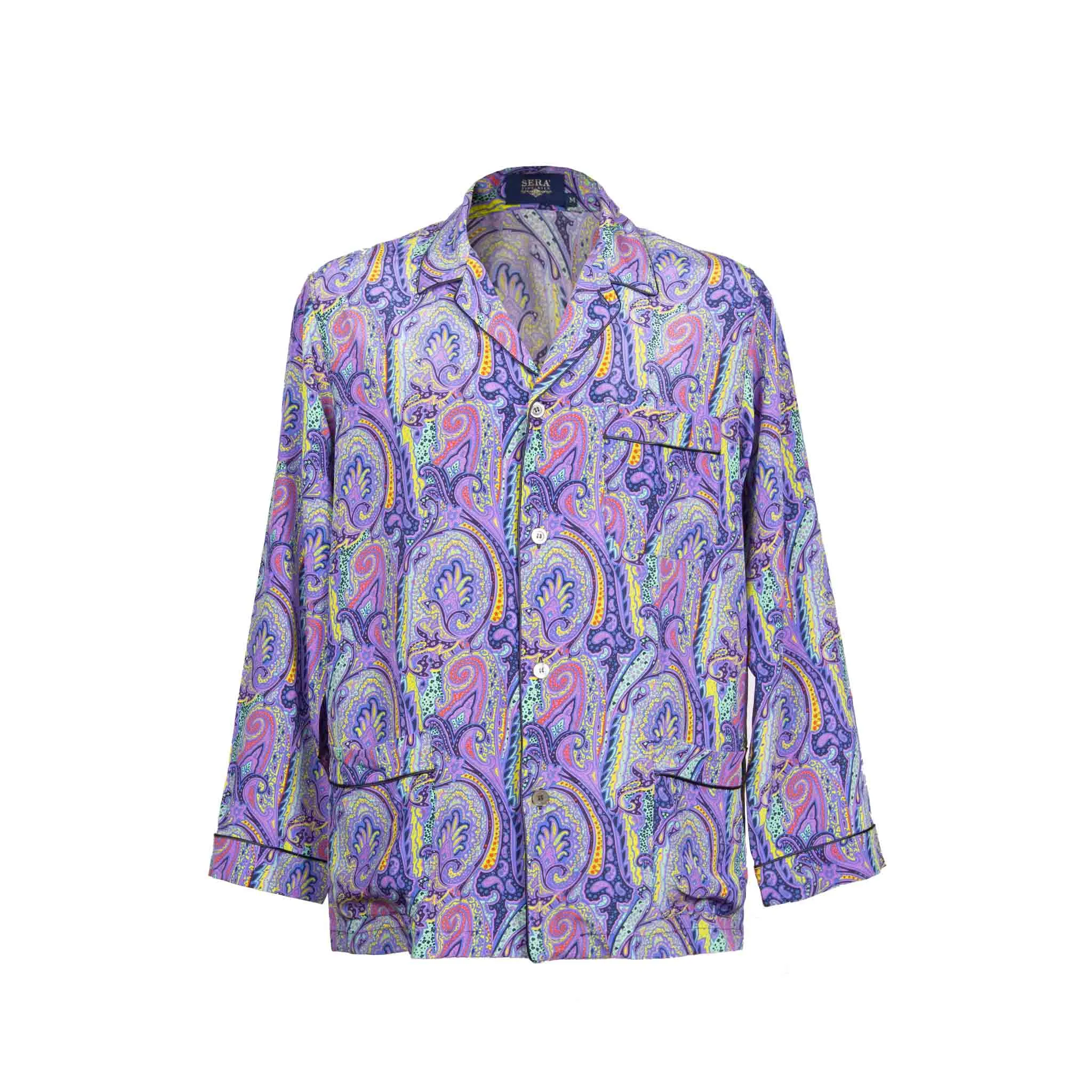 Purple and Blue Paisley Silk Pajama